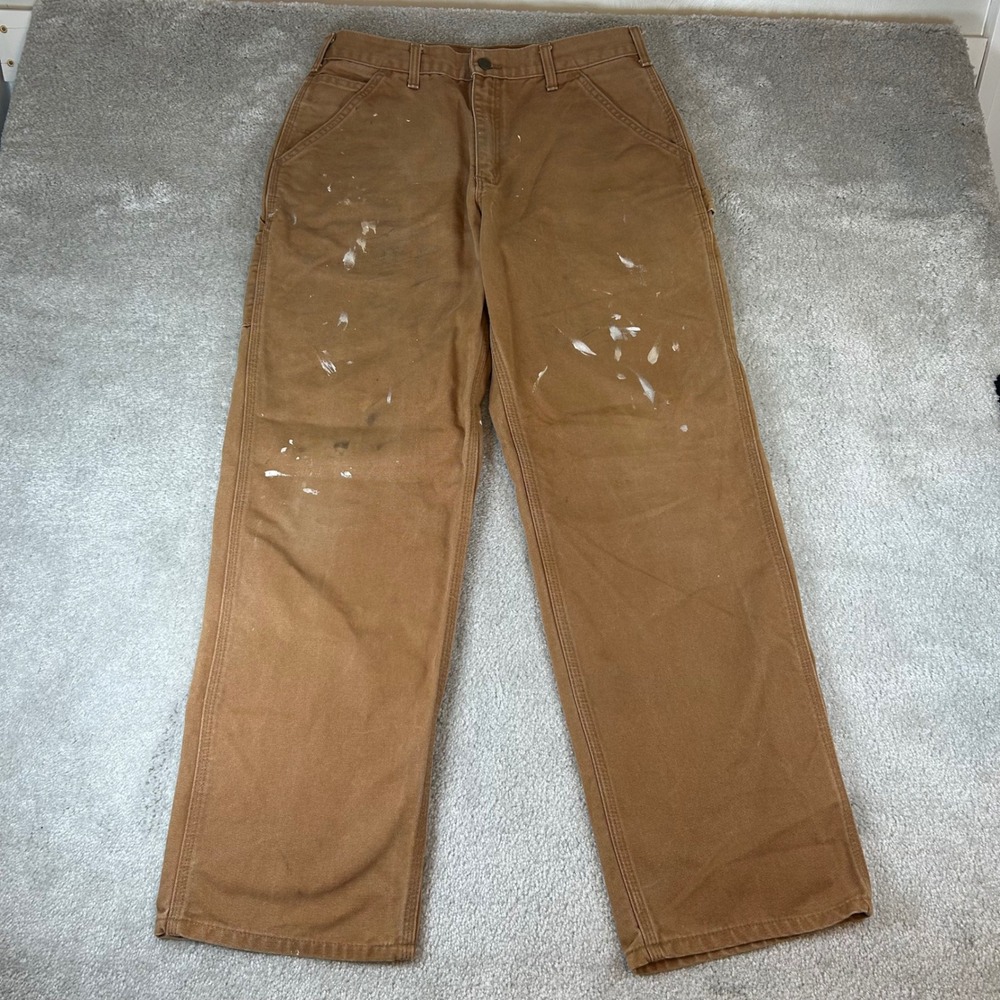 Vintage Carhartt B11 BRN Carpenter Pants Mens 32x32‎ Brown Paint Splatter Canvas